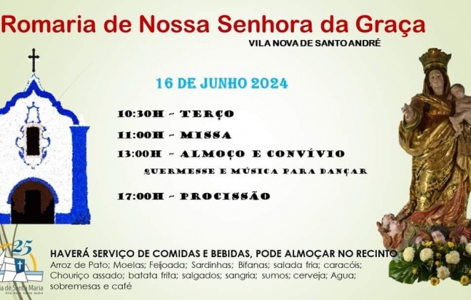 Romaria de Nossa Senhora da Graça realiza-se neste domingo