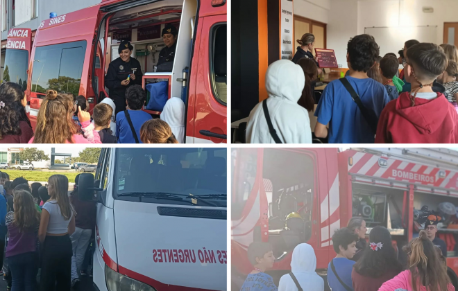Alunos e professoras do 5°B da Escola Básica Vasco da Gama visitaram os Bombeiros de Sines