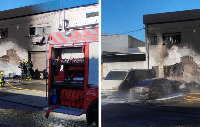 Incêndio provoca danos em oficina de pneus na ZIL 2 em Sines