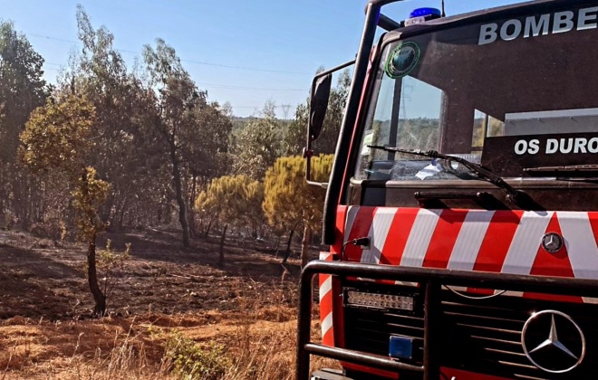 Bombeiros do Alentejo Litoral ajudam a combater incêndio rural na Cabeça Gorda em Beja