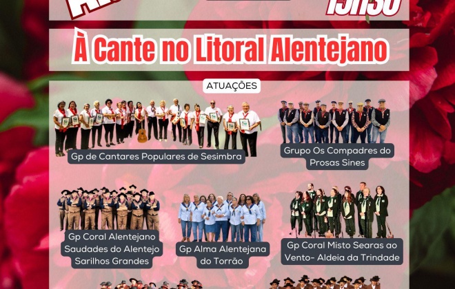 Vila Nova de Santo André recebe “À cante no Litoral Alentejano” na tarde de 25 de abril