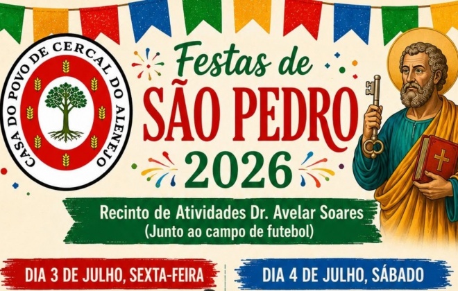 Cercal do Alentejo recebe as Festas de São Pedro 2026 nos dias 3 e 4 de julho